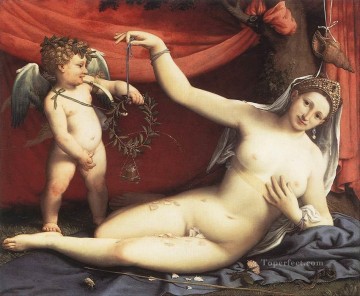 Lorenzo Lotto Painting - Venus and Cupid 1540 Renaissance Lorenzo Lotto